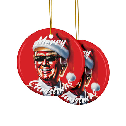 TRUMP MERRY CHRISTMAS Red Ornament