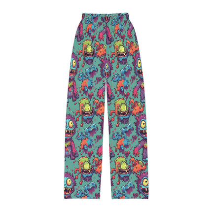 Kids Pajama Pants | Vintage 90's Style Retro Monster Gross Out Bed Time Wear | Cute Furry Fuzzy Ooze Beast Monsters Night Bottoms