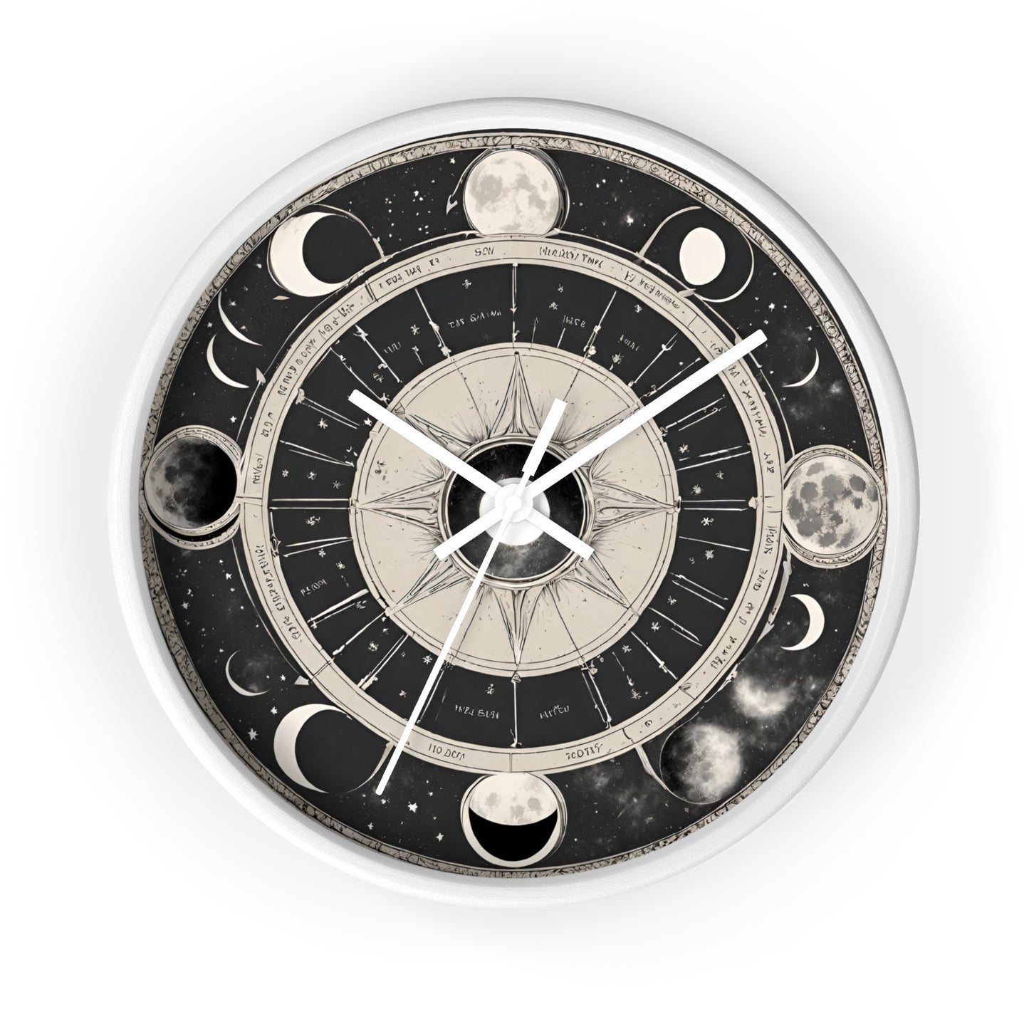 Moon Phases Wall Art Clock | Lunar Cycle Astronomy Wall Hanging | Home Office Solar System Wall Decor Gift