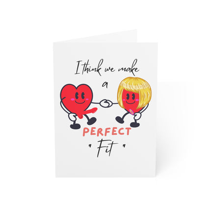 Funny Valentines Day Card For Him, Valentine Greeting Gift for Her, Perfect Fit Hearts Holding Hands Adult Humor Couples Greetings