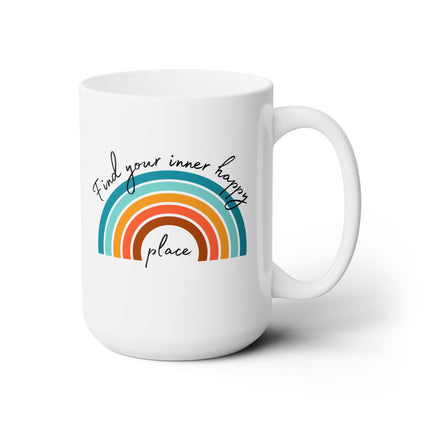 FIND YOUR INNER HAPPY PLACE Inspirational Rainbow Coffee Mug