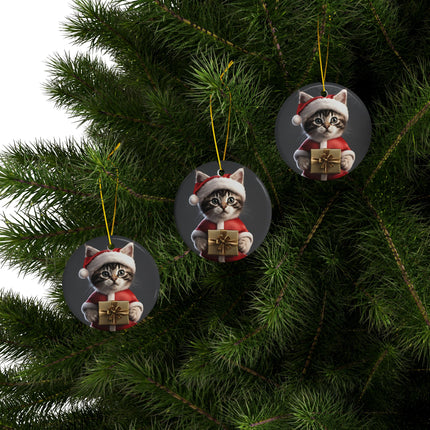 KITTEN CLAUS 2 Sided Holiday Ornament