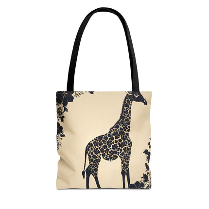 Giraffe Lovers Tote | Floral Safari Animal Grocery Bag | African Savanna Office Travel Carrier | Grassland Wood Forest Cotton Traveler
