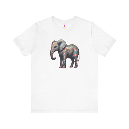 MAJESTIC FLOWER PATTERN ELEPHANT T-Shirt - Beautiful Floral Animal Art Tee