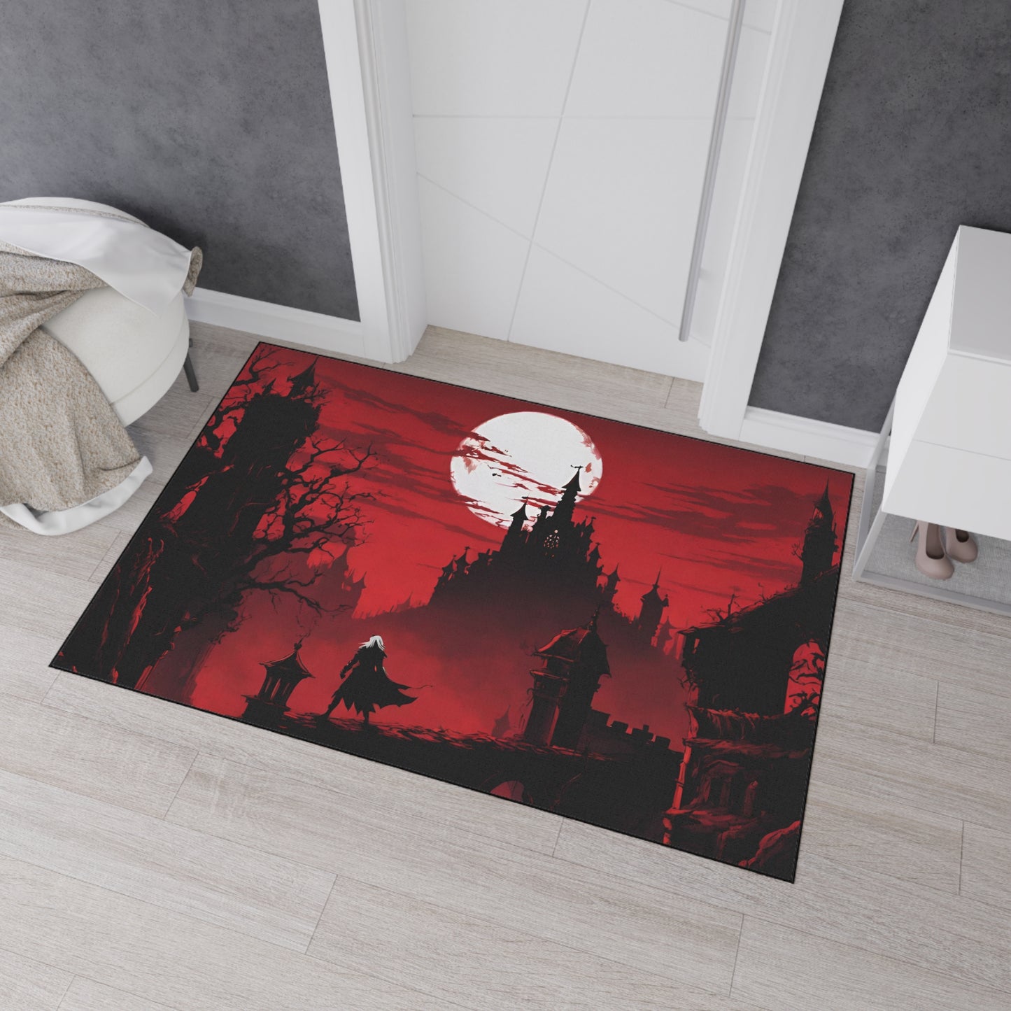 Castlevania Belmont Video Game Inspired Floor Mat | Death and Terror Await in the Dark of Night Bathroom Decor | Dracula Door Entry Gift