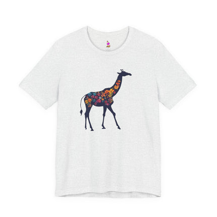 FLORAL GIRAFFE SILHOUETTE T-Shirt - Beautiful Wildlife Botanical Art Tee