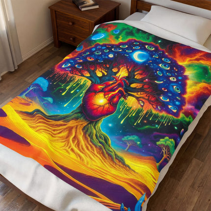 PSYCHEDELIC TREE OF BEATING LIFE EYES Trippy Blanket