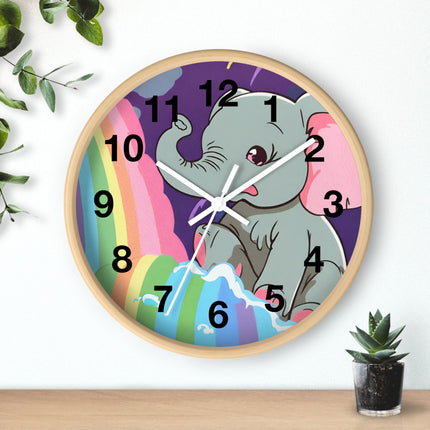 RAINBOW FALLS ELEPHANT Wall Clock - Kids Room Nursery Animal Decor