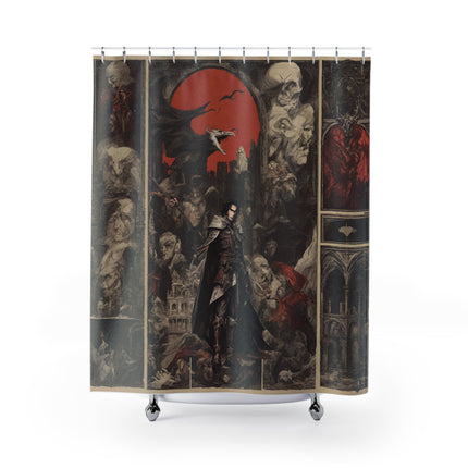 A FORTHCOMING PRELUDE OF THE BLOOD SKY Video Game Inspired Abstract Collage Shower Curtain