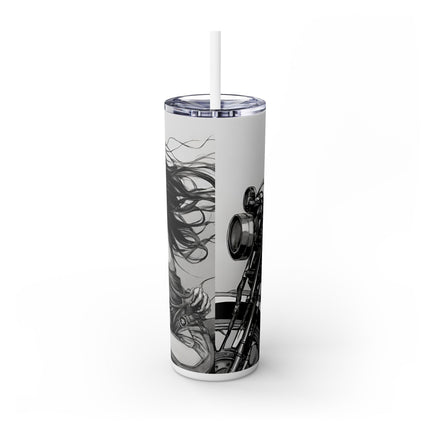 BEAUTY, BIKES AND BONES Skinny Tumbler - Dead Love Skeleton Rider Motorcycle Cup