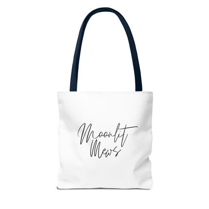 Cat Tote Bag | Moon Light Cats | Emerald Green Eyes Grocery Bag | Moonlit Mews Print Shopping Bag | Two Sided Office Carrier