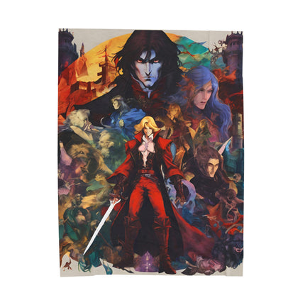 EVIL OVERLOOKS THE CLAN OF LEGEND Video Game Inspired Abstract Collage Blanket