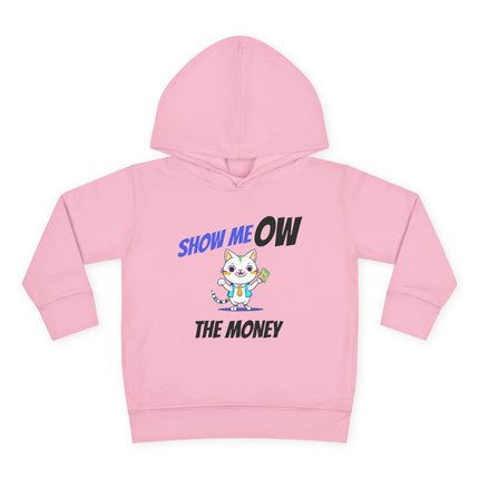Funny Cat Toddler Hoodie, Boys or Girls Show MeOW The Money Cute Saying Graphic Fleece Pullover