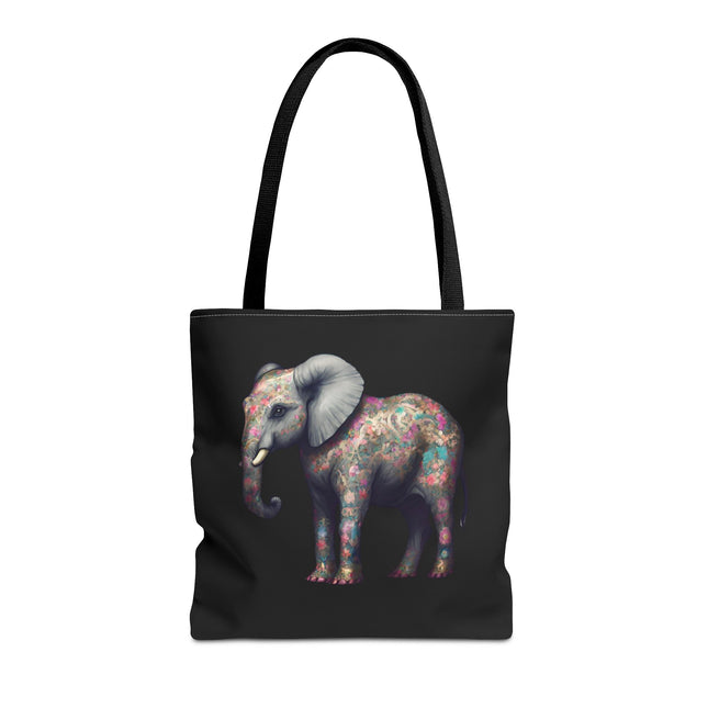 Elephant Gift Tote | Majestic Flower Pattern Grocery Bag | Animal Lovers Office Travel Carrier | Safari Kingdom Endangered Cotton Traveler
