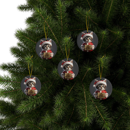 KITTEN CLAUS 2 Sided Holiday Ornament