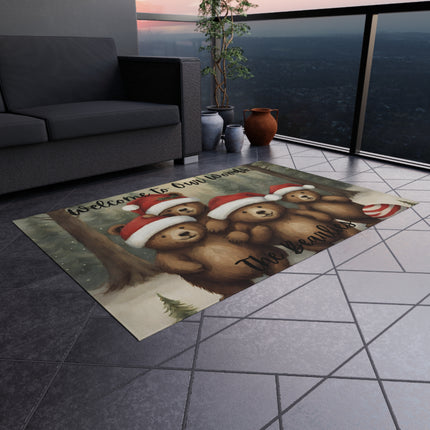 PERSONALIZED FAMILY NAME CHRISTMAS BEAR Rug