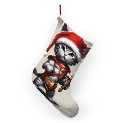 Christmas Stockings, Kids Adults Stockings, Cat Lovers Christmas Gift, Santa Warrior, Stockings with Cats, Kitten Stocking, Pet Holiday Gift