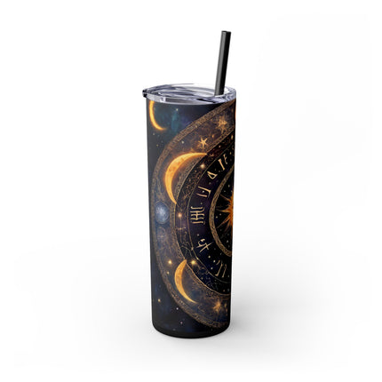 SUN & MOON PHASES Skinny Tumbler - Lunar Cycle Astronomy Night Sky Galaxy Cup