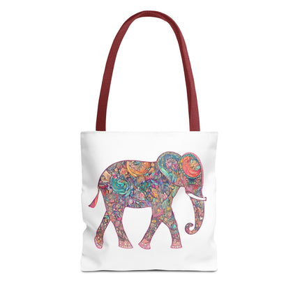 Elephant Gift Tote | Majestic Color Pattern Custom Grocery Bag | Animal Lovers Office Travel Carrier | Wild Safari Business Traveler
