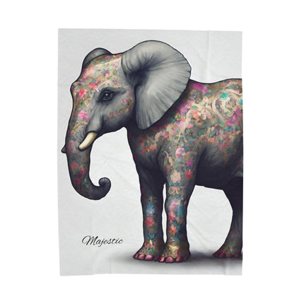 Elephant Blanket | Flower Pattern Animal Lover Warm Fleece Throw | Majestic Jungle Safari Kingdom Bed or Couch Cover Snuggle Sheet