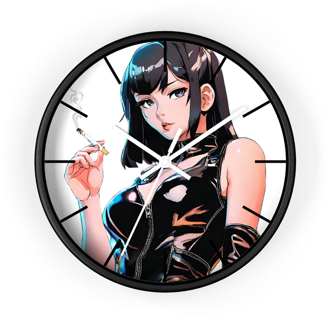 LEATHER CLAD SMOKER Wall Clock - Retro Spy Cartoon Pin-Up Decor