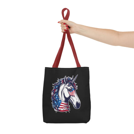 Patriotic Unicorn Gift Tote | American Flag Election Grocery Bag | United States Flag Freedom Lovers Office Travel Carrier | Patriot Sack