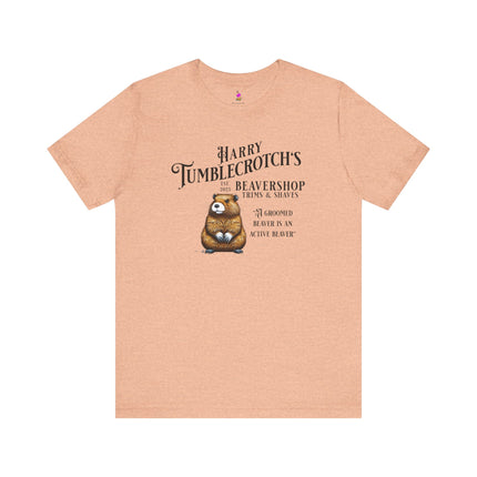 HARRY TUMBLECROTCH'S BEAVERSHOP T-Shirt - Funny Barbershop Parody Adult Humor Tee
