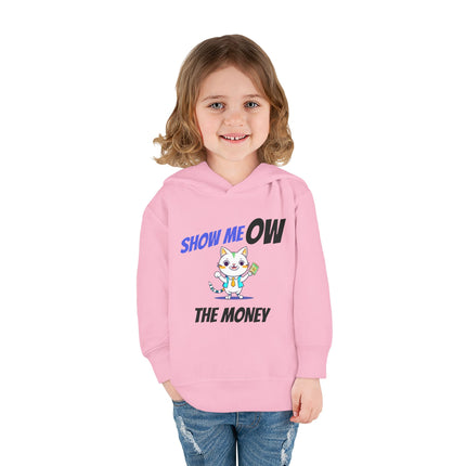 Funny Cat Toddler Hoodie, Boys or Girls Show MeOW The Money Cute Saying Graphic Fleece Pullover
