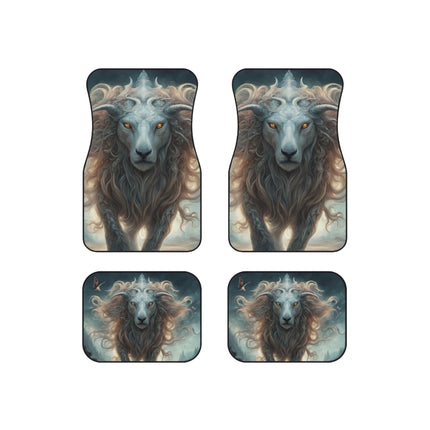Majestic Myths Car Mats (Set of 4) | Mythological Horned Lion Automobile Accessories | Front & Rear Mystic Mane Floor Auto Truck Gift