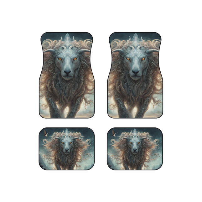 Majestic Myths Car Mats (Set of 4) | Mythological Horned Lion Automobile Accessories | Front & Rear Mystic Mane Floor Auto Truck Gift
