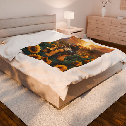 CRYSTAL ARMOR PUPPY Blanket - Sunflower Field Dog Plush Bed Cover Throw