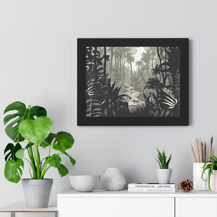 Wall Decor, Jungle Scene, Framed Wall Hanging, Black Shadow Print, Nature Scene Picture, Living Room Poster, Office Scenery