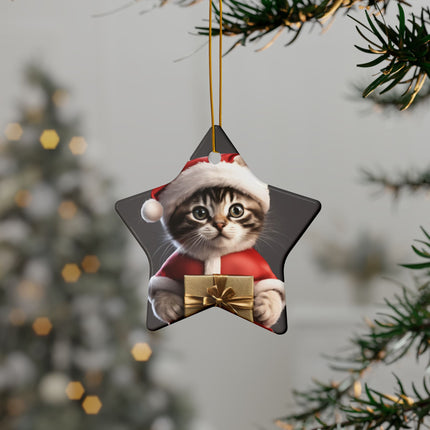 KITTEN CLAUS 2 Sided Holiday Ornament