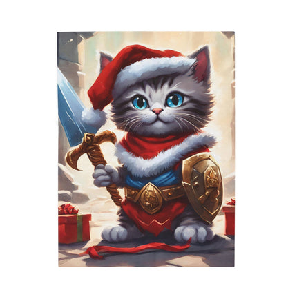 Christmas Blankets Kids Adults Blankets Velveteen Plush Blanket Cat Lovers Christmas Gift Santa Warrior Kitten Holiday Gift Cat Holiday Gift