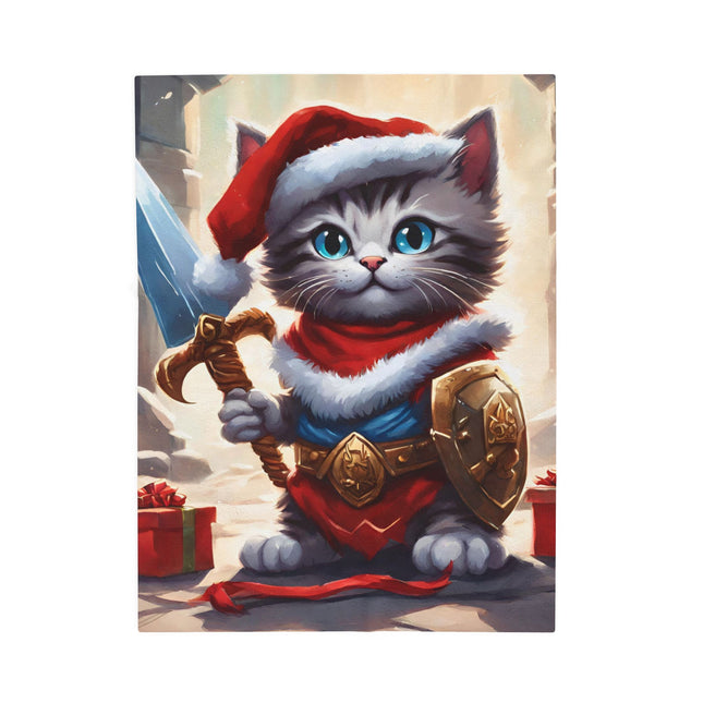 Christmas Blankets Kids Adults Blankets Velveteen Plush Blanket Cat Lovers Christmas Gift Santa Warrior Kitten Holiday Gift Cat Holiday Gift