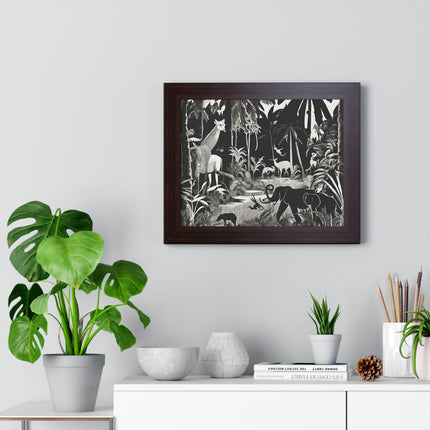 Animal Kingdom Print, Jungle Wall Decor, Elephant Picture, Shadow Wall Hanging, Giraffe Picture, Living Room Poster, Office Scenery