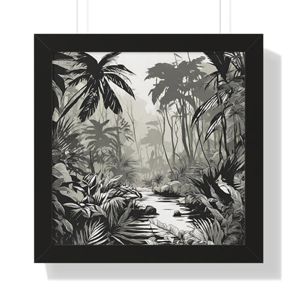 Wall Decor, Jungle Scene, Framed Wall Hanging, Black Shadow Print, Nature Scene Picture, Living Room Poster, Office Scenery