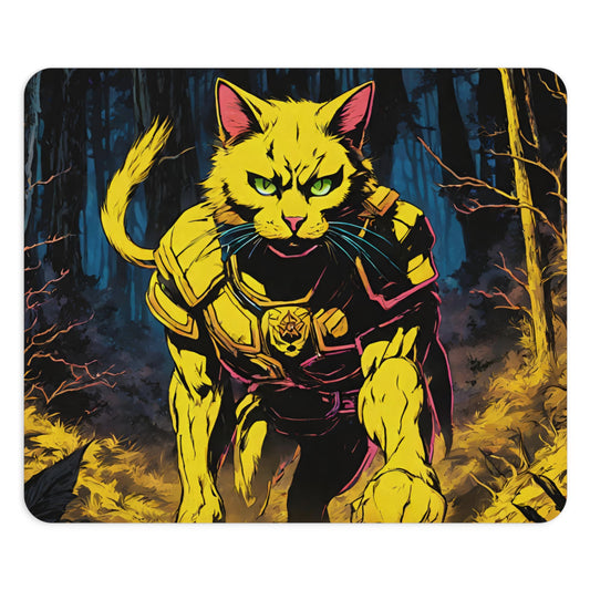 Neon Yellow Warrior Battle Cat Mouse Pad