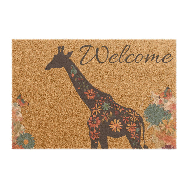 WELCOME Giraffe Flower Doormat