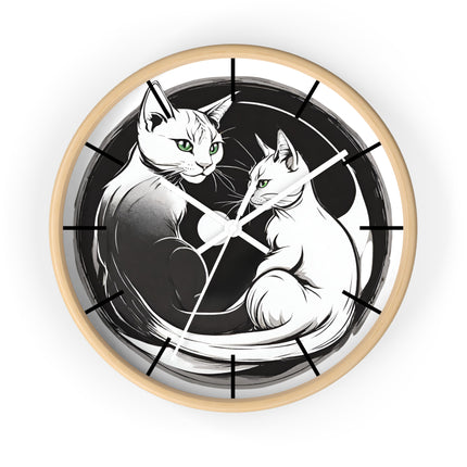 MOONLIT MEOWS Wall Clock - Romantic Cats Starry Night Decor