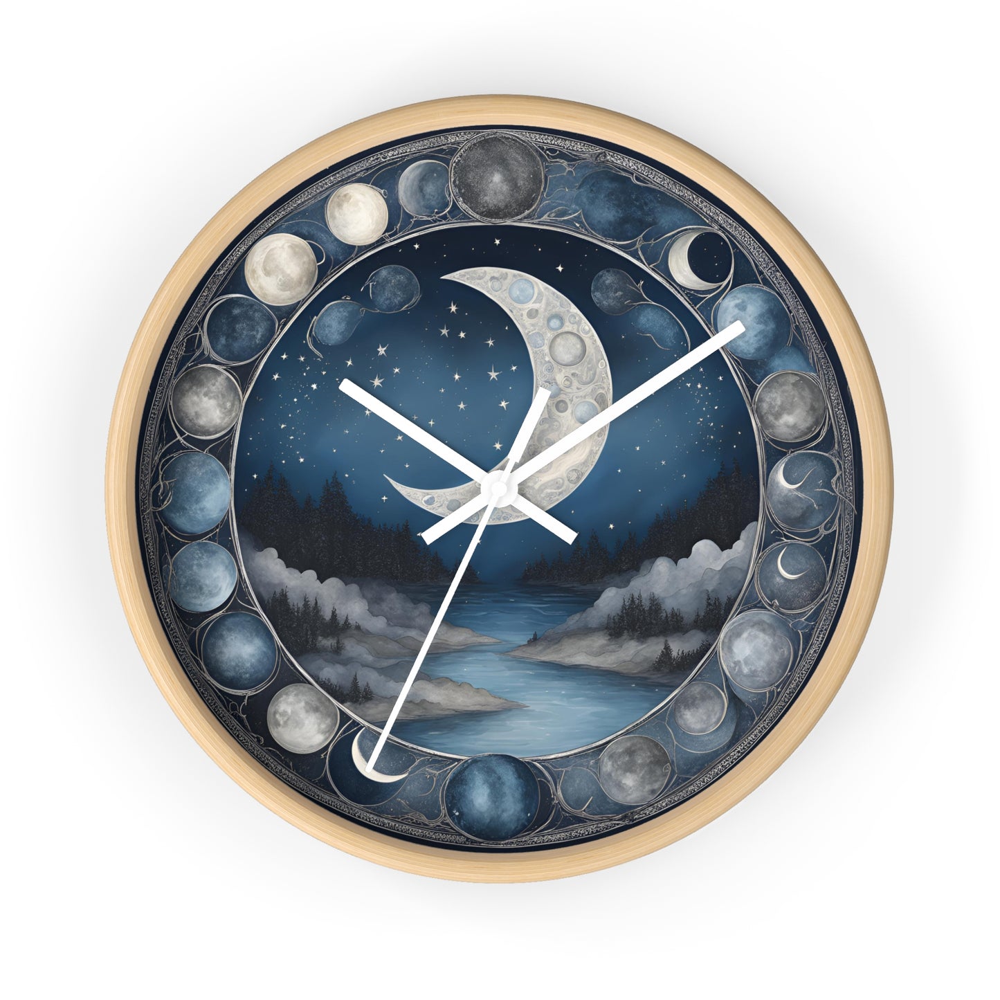 Moon Phases Wall Clock, Lunar Cycle Astronomy Home Decor, Solar System Wall Hanging, Celestial Office Art, Gift for Space Enthusiasts