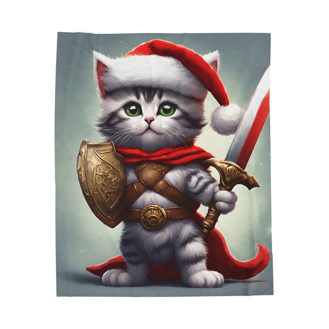 Christmas Blankets Kids Adults Blankets Velveteen Plush Blanket Cat Lovers Christmas Gift Santa Warrior Kitten Holiday Gift Cat Holiday Gift