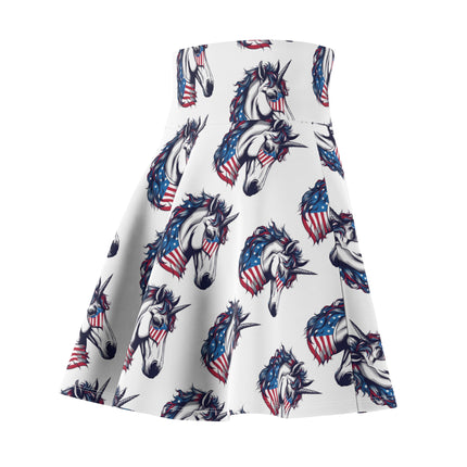 Patriotic Unicorn Skater Skirt | United States America Freedom Election Voter Summer Fall Wear | Patriot Loving American Veteran Womens Gift