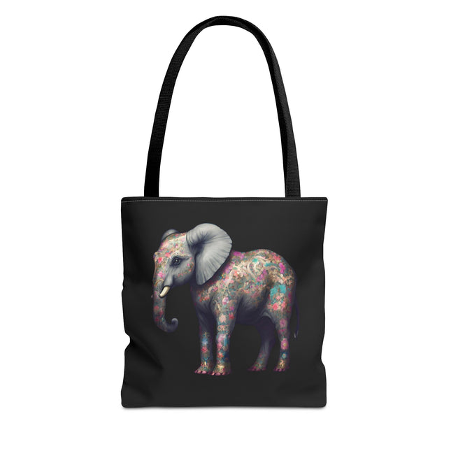 Elephant Gift Tote | Majestic Flower Pattern Grocery Bag | Animal Lovers Office Travel Carrier | Safari Kingdom Endangered Cotton Traveler