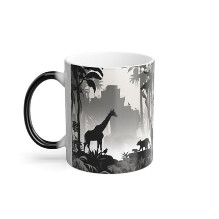 Color Changing Giraffe and Wild Cat Jungle Scene Coffee Mug