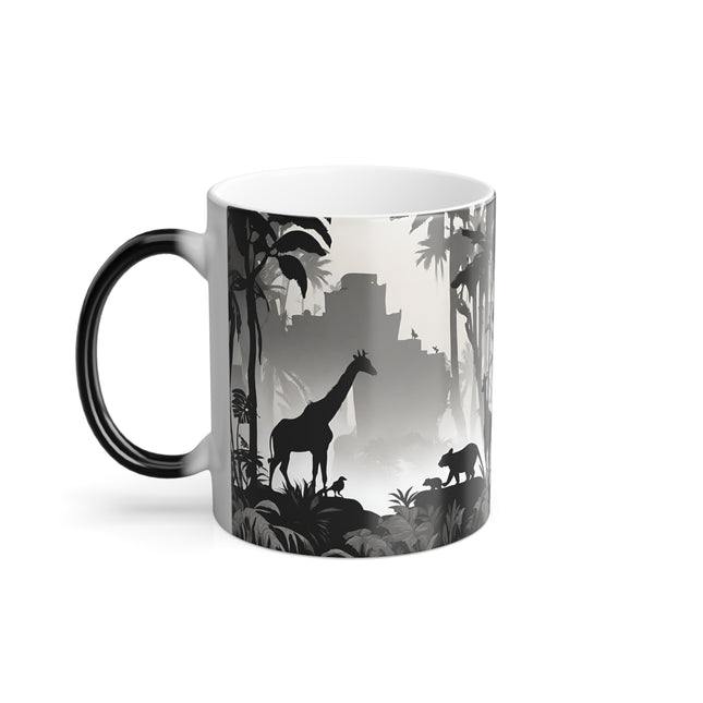 Color Changing Giraffe and Wild Cat Jungle Scene Coffee Mug