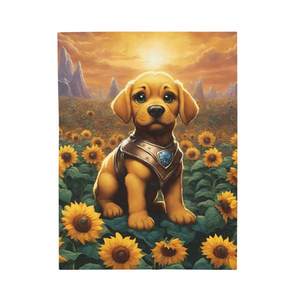 CRYSTAL ARMOR PUPPY Blanket - Sunflower Field Dog Plush Bed Cover Throw