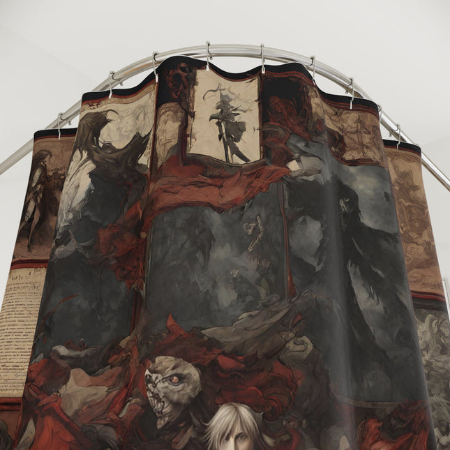 PORTRAITS OF INEVITABLE LEGACY Video Game Inspired Abstract Collage Shower Curtain