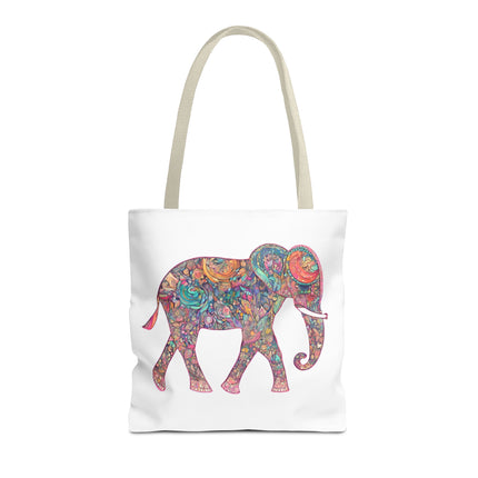 Elephant Gift Tote | Majestic Color Pattern Custom Grocery Bag | Animal Lovers Office Travel Carrier | Wild Safari Business Traveler