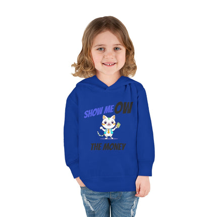 Funny Cat Toddler Hoodie, Boys or Girls Show MeOW The Money Cute Saying Graphic Fleece Pullover